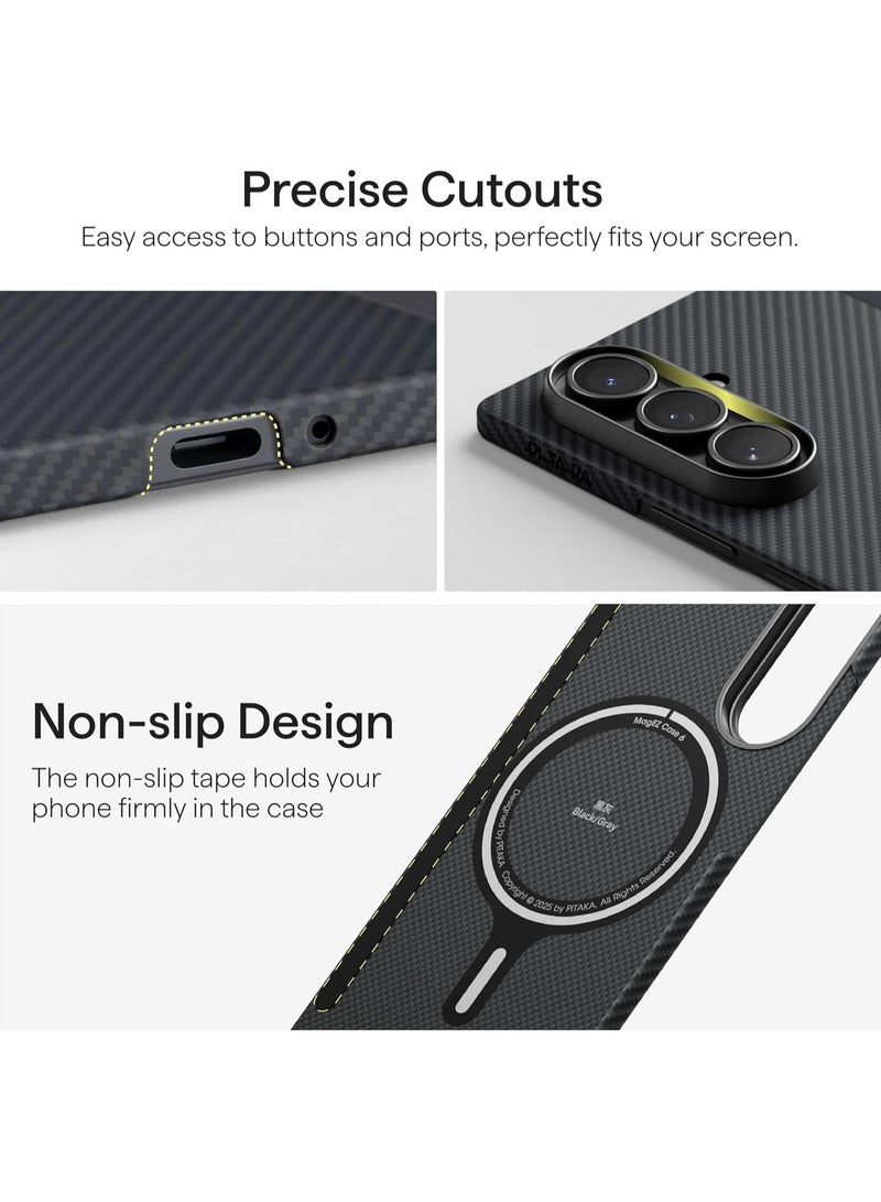 pitaka for Z fold 7 Case, Compatible with MagSafe, Slim & Light Galaxy Z Fold 7 Case with Caseless Touch Feeling, 600D Aramid Fiber Made, Back Cover Only, Black/Grey(Twill) - Image 5