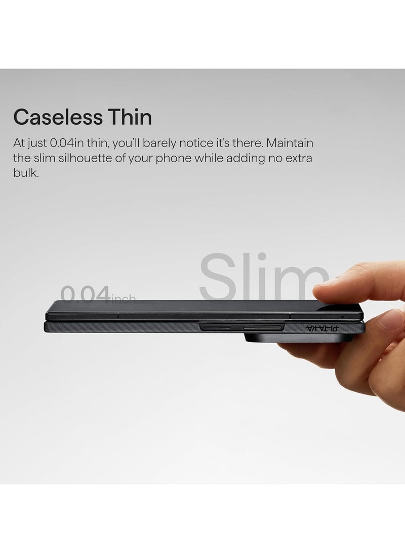 pitaka for Z fold 7 Case, Compatible with MagSafe, Slim & Light Galaxy Z Fold 7 Case with Caseless Touch Feeling, 600D Aramid Fiber Made, Back Cover Only, Black/Grey(Twill) - Image 4