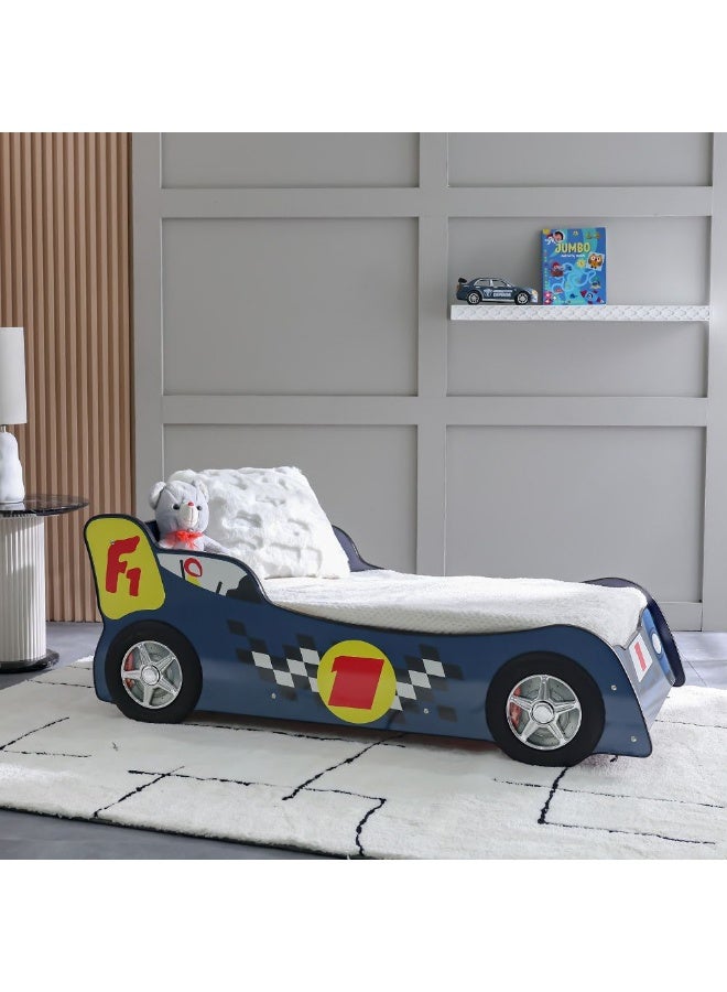 DANUBE HOME سرير سيارة للأطفال بحجم 70x130 – سرير على شكل سيارة للأولاد والبنات – سرير مريح وأنيق للأطفال لغرفة النوم، غرفة اللعب، مثالي لتزيين الحضانة - أزرق - Image 1