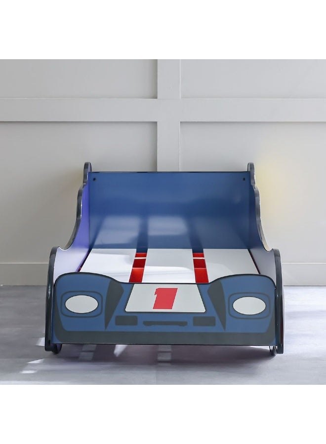 DANUBE HOME سرير سيارة للأطفال بحجم 70x130 – سرير على شكل سيارة للأولاد والبنات – سرير مريح وأنيق للأطفال لغرفة النوم، غرفة اللعب، مثالي لتزيين الحضانة - أزرق - Image 3