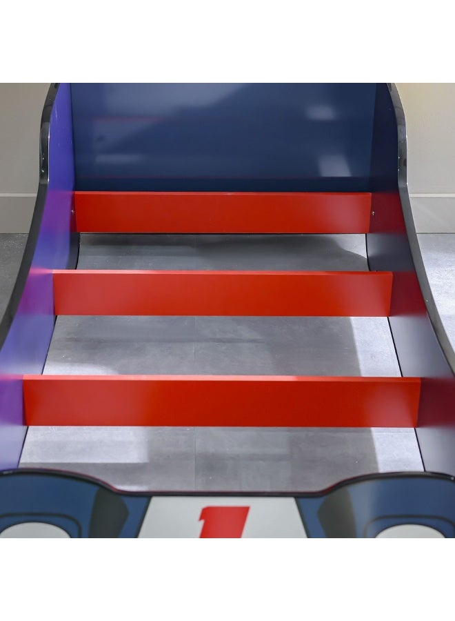 DANUBE HOME سرير سيارة للأطفال بحجم 70x130 – سرير على شكل سيارة للأولاد والبنات – سرير مريح وأنيق للأطفال لغرفة النوم، غرفة اللعب، مثالي لتزيين الحضانة - أزرق - Image 5