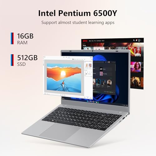 Coolby Laptop Computer, 15.6 inch Laptop with 1080P FHD IPS Display, 16GB RAM/512GB SSD, 6500Y Processor Notebook PC, Support 2.4G/5G Hz WiFi, BT - Image 2