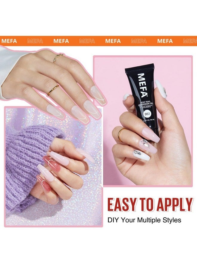 MEFA 42 Pcs Poly Extension Gel Nail Kit, 14 Colors All Seasons Poly Nail Gel Kit With Mini Nail Lamp Nude Jelly Milky White Clear Color Slip Basic Nail Kits Manicure Tools Design Beginner Kit - Image 3