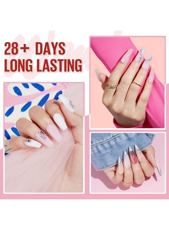 MEFA 42 Pcs Poly Extension Gel Nail Kit, 14 Colors All Seasons Poly Nail Gel Kit With Mini Nail Lamp Nude Jelly Milky White Clear Color Slip Basic Nail Kits Manicure Tools Design Beginner Kit - Image 2