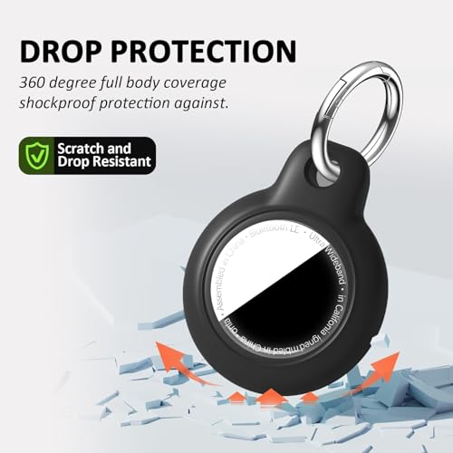 MOLOSLEEVE [4 Pack Case for AirTag 2nd Gen (2026) & 1st Gen, Holder Anti-Scratch Protective Cover for Air Tags, Men's Women's Keyrings & Keychains for Keys, Luggage, Black(Clear Cover) - Image 4