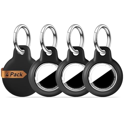 MOLOSLEEVE [4 Pack Case for AirTag 2nd Gen (2026) & 1st Gen, Holder Anti-Scratch Protective Cover for Air Tags, Men's Women's Keyrings & Keychains for Keys, Luggage, Black(Clear Cover) - Image 1