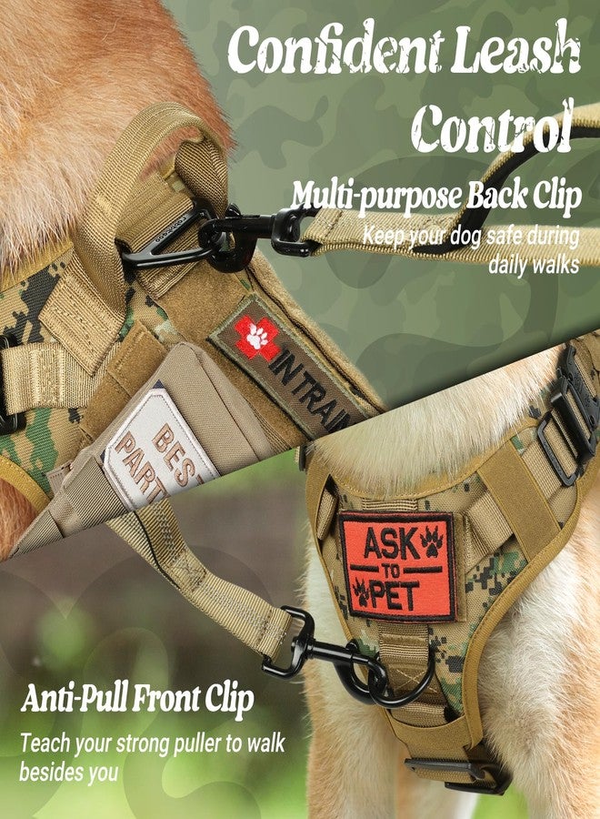 رابيتجو حزام تكتيكي للكلاب من rabbitgoo، حزام متين للحيوانات الأليفة مع مقبض، سترة خدمة مانعة للشد، سترة عسكرية قابلة للتعديل للكلاب الصغيرة للتدريب والصيد والمشي، لون بني مموه، مقاس صغير - Image 2