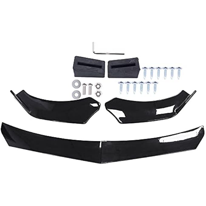 HouYeen Car Front Bumper Lip Spoiler Universal Protection Splitter Body Kit Gloss Black - Image 1