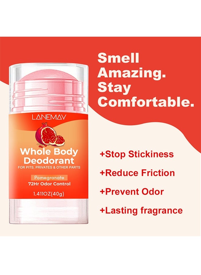 لينماي مزيل العرق لكامل الجسم - مزيل عرق للعناية بالجسم للتحكم في الرائحة بدون توقف كريم صلب غير مرئي للإبطين وأجزاء الجسم الأخرى خالي من الألومنيوم بدون بقايا بيضاء للتحكم في الرائحة مزيل عرق طويل الأمد للجسم رمان 40 جم - Image 4