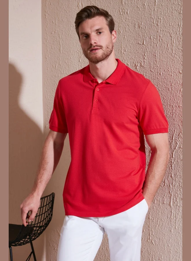 بوراتي تيشيرت بولو قطن رجالي بياقة بولو بأزرار مقاس عادي