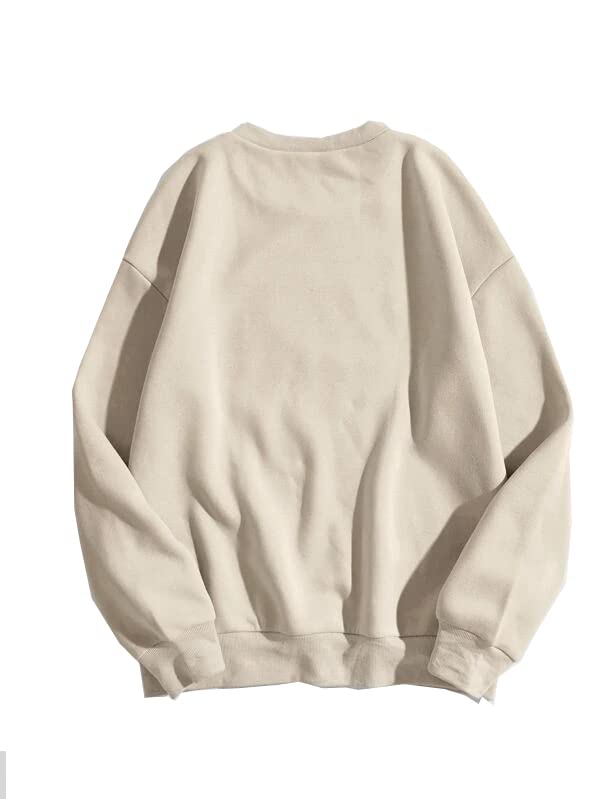 SXV STYLE Solid Plain Unisex Cotton Oversized Baggy Beige Sweatshirt - Image 2