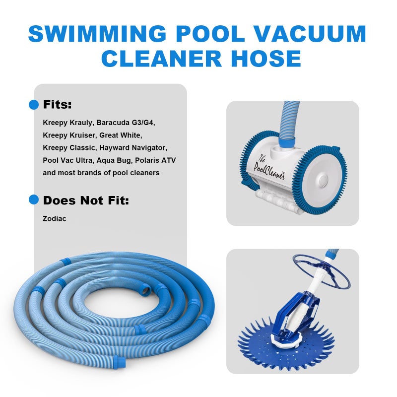 Poolvio Pool Vacuum Hose 26 Feet (8 x 40 Inch), 1.5 Inch Cuffs, Compatible with Most Inground Automatic Cleaners - Image 5