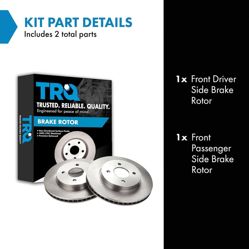 TRQ Front Brake Rotor Set Vented Compatible with 2012-2019 Nissan Versa 2014-2019 Versa Note - Image 2