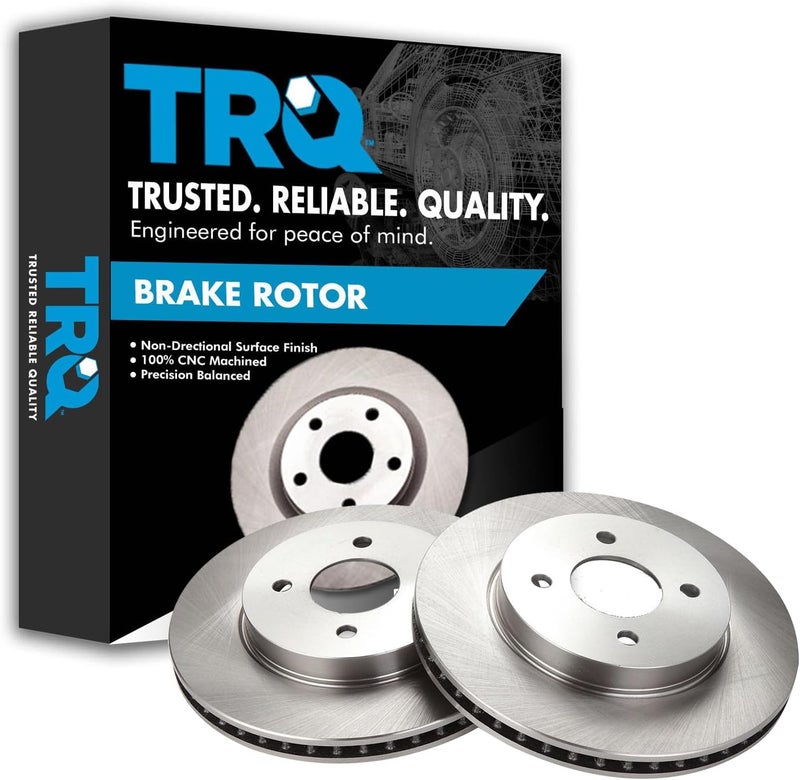 TRQ Front Brake Rotor Set Vented Compatible with 2012-2019 Nissan Versa 2014-2019 Versa Note - Image 1