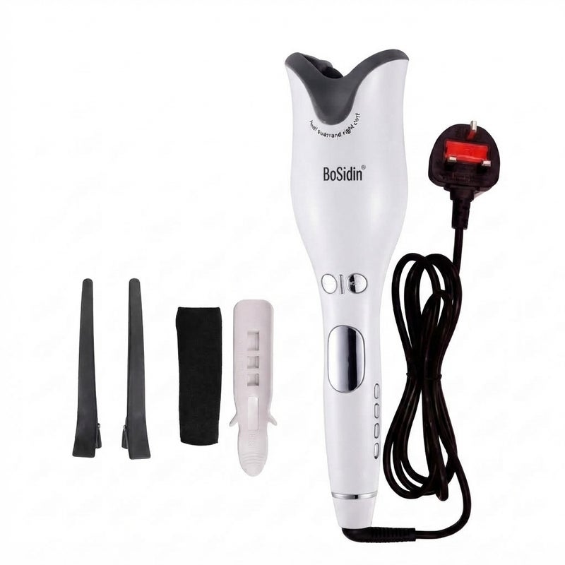 BoSidin Professional Automatic Hair Curler | Ceramic Rotating Curling Iron with Temperature Control, Digital Display & Auto Spin Chamber - White - Image 2