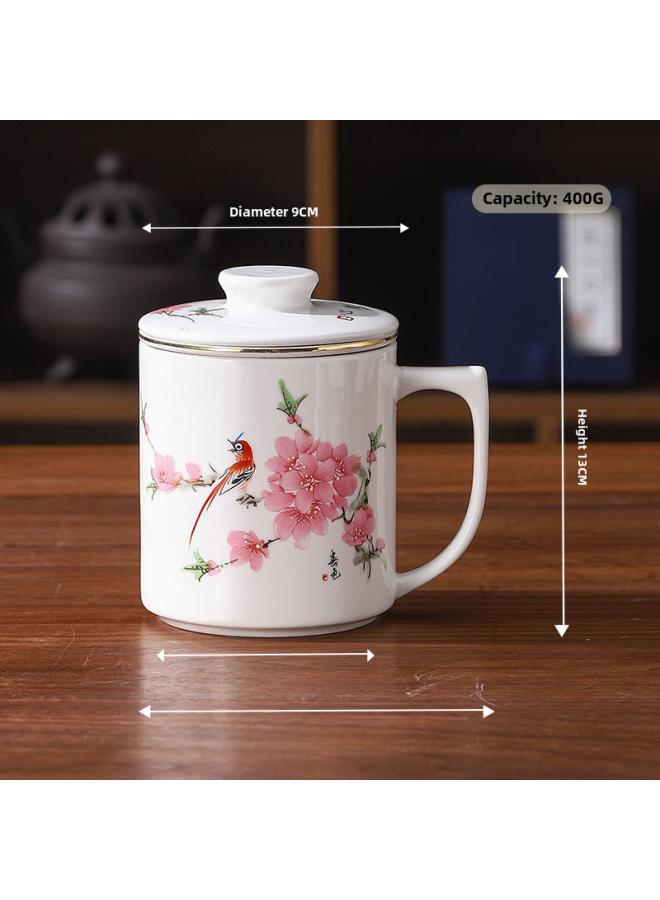 Chinese-style Ceramic Cup With Lid Office Tea Cup With Filter Net Tea Separation Cup Tea Separation Cup Personal Cup