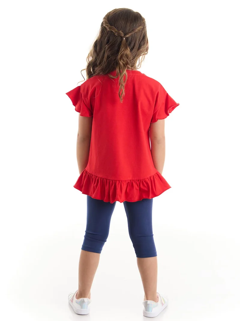 دينوكيدس طقم تي شيرت وبنطلون ليجنز للبنات على شكل قطة