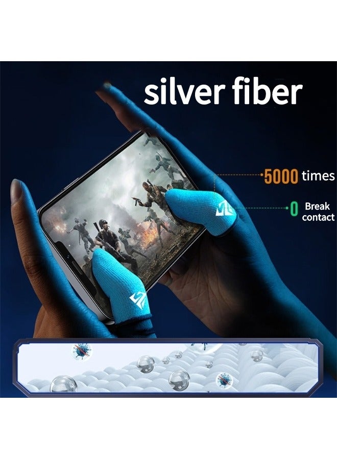 FlyDigi 4 Pcs Cloth Mobile Gaming Finger Gloves Extremely Thin Material  Zero-Contact Silver Fiber Breathable Touch Screen Gaming Finger Gloves with Storage Box  White - Image 2
