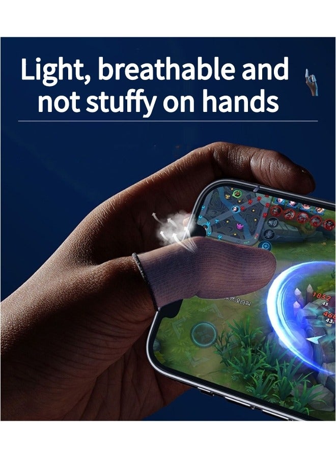 FlyDigi 4 Pcs Cloth Mobile Gaming Finger Gloves Extremely Thin Material  Zero-Contact Silver Fiber Breathable Touch Screen Gaming Finger Gloves with Storage Box  White - Image 5