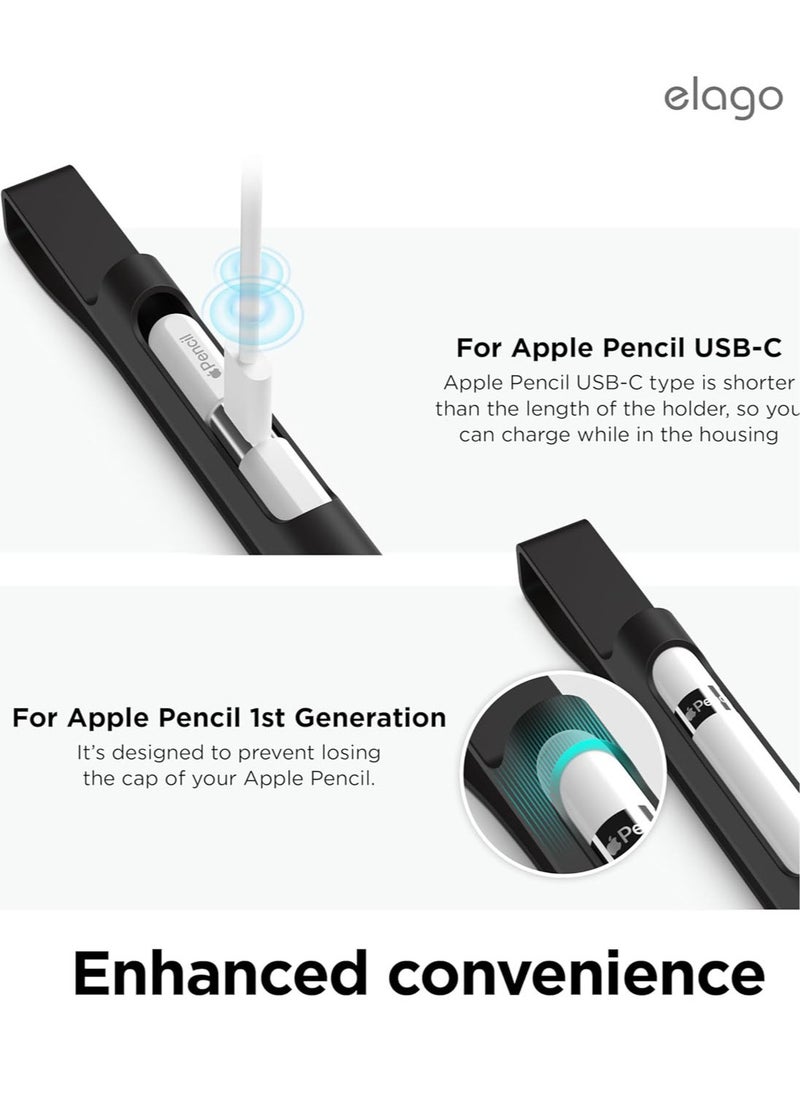 Elago Silicone Pencil Holder for iPad, iPad Air, iPad Pro 11, iPad Pro 12.9 and Apple Pencil Pro, Apple Pencil 2nd Gen, Apple Pencil 1st Gen, Apple Pencil USB-C - Black  - Image 5