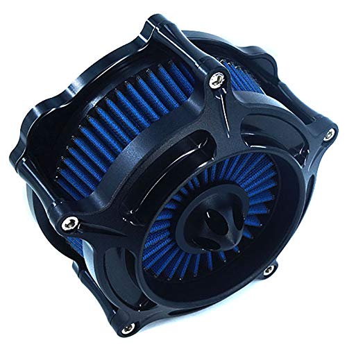 AGECO Motorcycle Turbine Air Cleaner Intake Filter Cnc Cut Kit Black for Harley Sportster XL 883 XL 1200 2007-2018 Fitment A (Blue) - Image 4