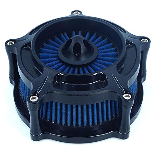 AGECO Motorcycle Turbine Air Cleaner Intake Filter Cnc Cut Kit Black for Harley Sportster XL 883 XL 1200 2007-2018 Fitment A (Blue) - Image 2