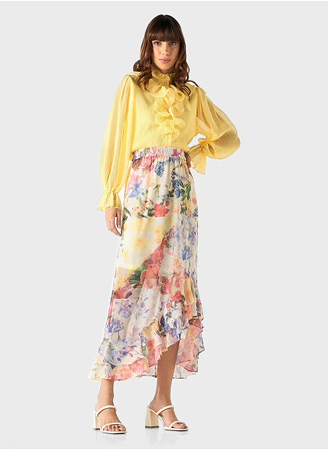 2Xtremz Floral Printed High Wait Skirt