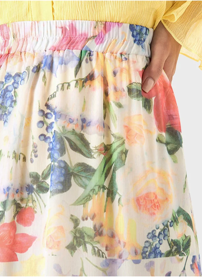 2Xtremz Floral Printed High Wait Skirt