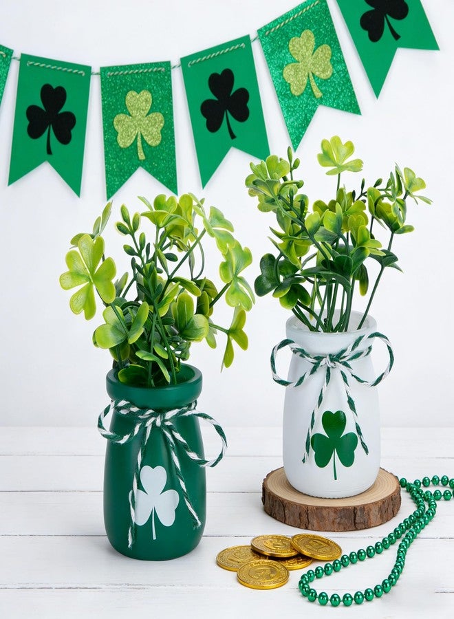 Iceyyyy 6 Pcs St.Patrick's Day Mini Shamrock Jars, Saint Patricks Day Mini Shamrock Vase with Fake Clover, St Patricks Day Centerpieces for Irish Holiday Home Party Supplies - Image 5