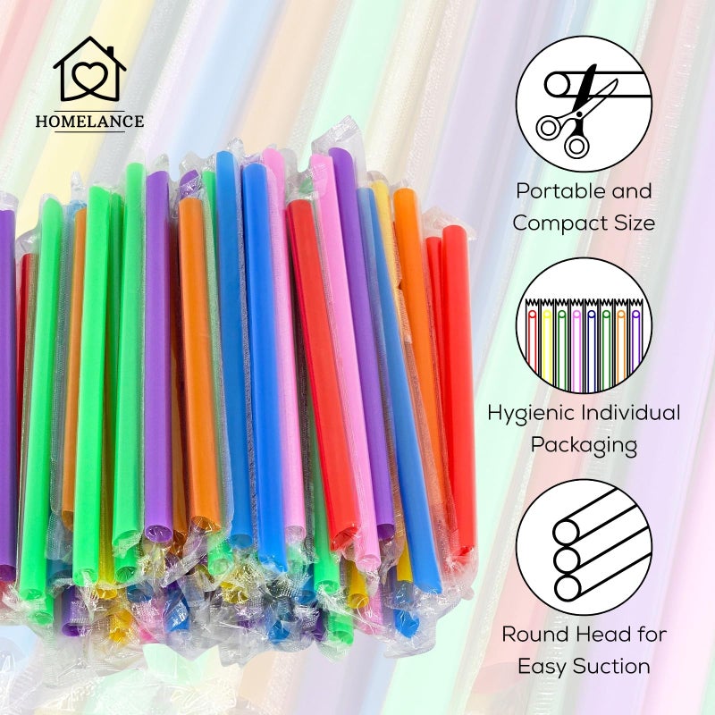 Homelance 700 Pcs Multi Colors Jumbo Smoothie Straw Disposable Milkshake Straws Jumbo, Bubble Tea Straws For Cakes, Disposable Smoothie Straw Individually Wrapped (0.43" Wide X 9.84" Long) - Image 4