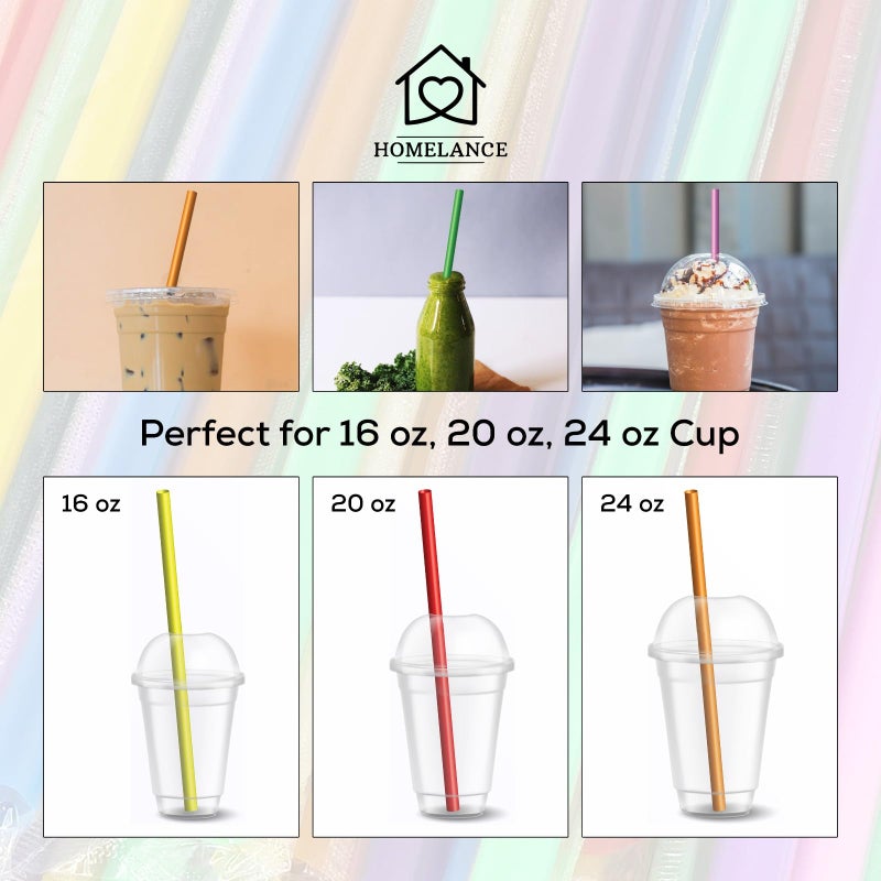 Homelance 700 Pcs Multi Colors Jumbo Smoothie Straw Disposable Milkshake Straws Jumbo, Bubble Tea Straws For Cakes, Disposable Smoothie Straw Individually Wrapped (0.43" Wide X 9.84" Long) - Image 3
