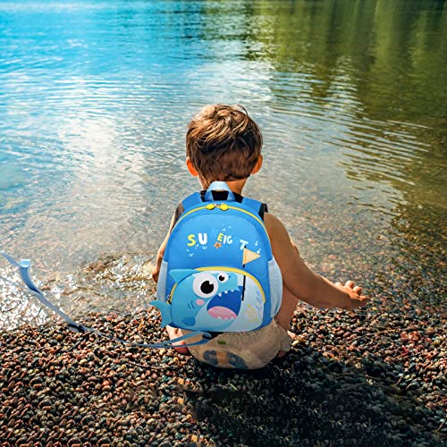 SUN EIGHT Toddler Backpack for Boys 2-4 Small Cute Dinosaur Backpack with Kids Leash,3D Cartoon Preschool Kindergarten Bookbag for Pre-k (Shark) - Image 2