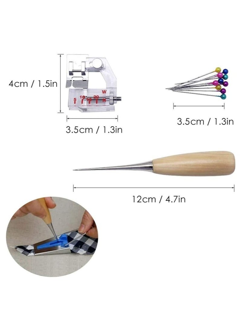 Y&D Bias Tape Maker 6MM 12MM 18MM 25MM with Binder Foot Bradawl Quilting Clips Sewing Pins Kit, Single Double Fold Tool Kit Set, DIY for Quilt Binding  - Image 3