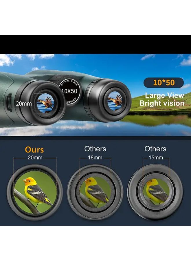 Suncore 10x50 HD Green Binoculars For Bird Watching With Clear Low Light Vision - Image 4