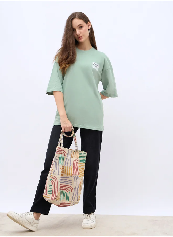 Styli Styli Printed Oversized Longline T-Shirt
