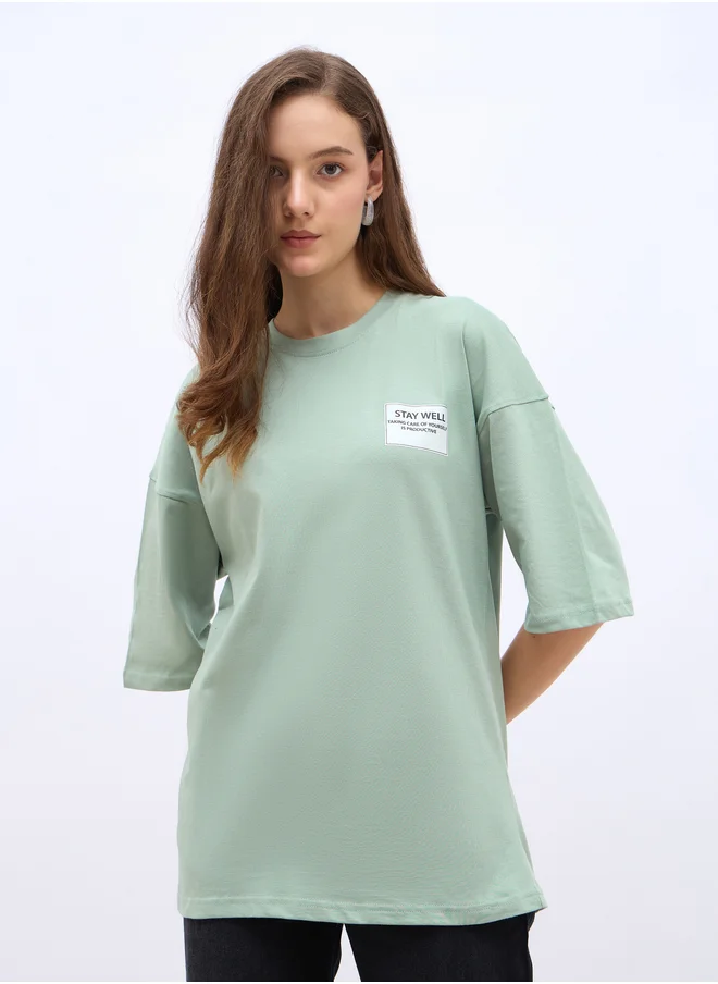Styli Styli Printed Oversized Longline T-Shirt