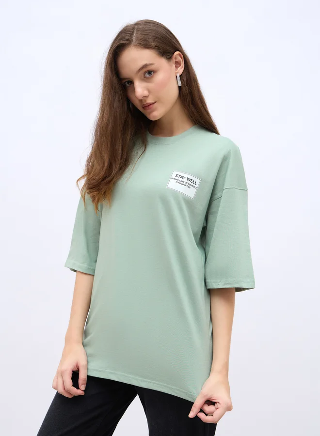 Styli Styli Printed Oversized Longline T-Shirt