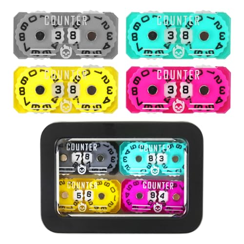 FIGURESLAB 4Pcs MTG Life Counter Twin Digits with Metal Box Tracker Life Counter for Board Games Compatible with Magic The gatering Accessories RPG DD CCG TCG Tabletop Board Games - Image 1