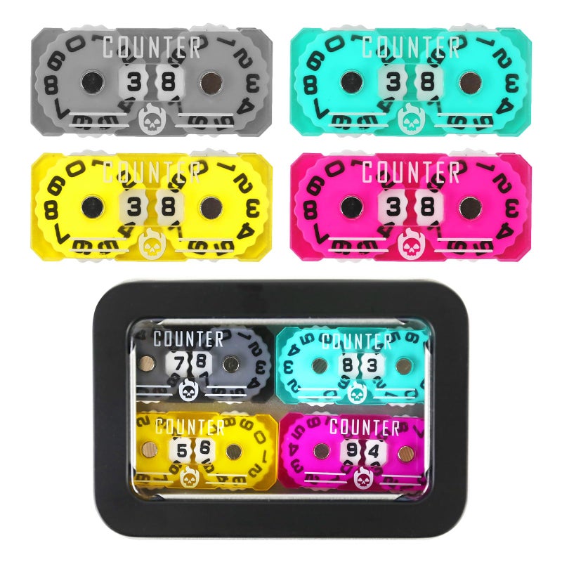 FIGURESLAB 4Pcs MTG Life Counter Twin Digits with Metal Box Tracker Life Counter for Board Games Compatible with Magic The gatering Accessories RPG DD CCG TCG Tabletop Board Games - Image 3