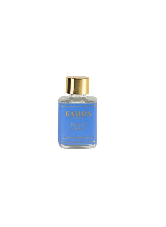 KAMAYA IRIS Collection Fleur De Cotton Essential Oil in long lasting fragrance 30ml | clear bottle with gold lid - Image 2