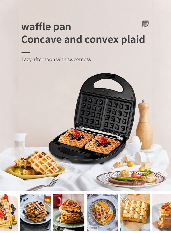 Hoffman's Appliance صانع إفطار كهربائي 6 في 1 ، صانع وافل ، صانع شواية بانيني ، صانع دونات ، صانع شطائر ، كريب ، عجة ، صانع جوز ، وجبات خفيفة وحلويات ، مع أطباق قابلة للفصل ، 1000 واط HM-3013 - Image 5