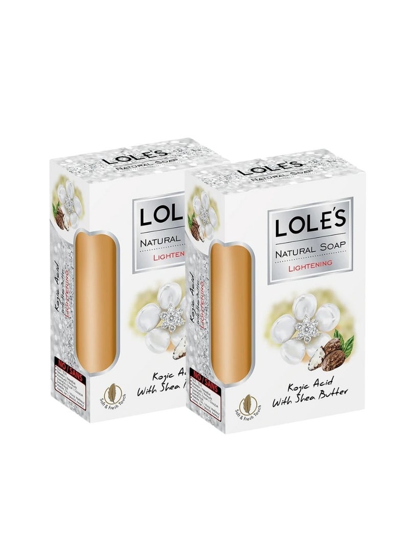 LOLE'S Luxury Pure Natural Soap, Kojic Acid with Shea Butter Beauty Bar, Skin Lightening Face Body Care, Vitamin E, Fresh Touch, Pack of 2 x 150g - Image 1