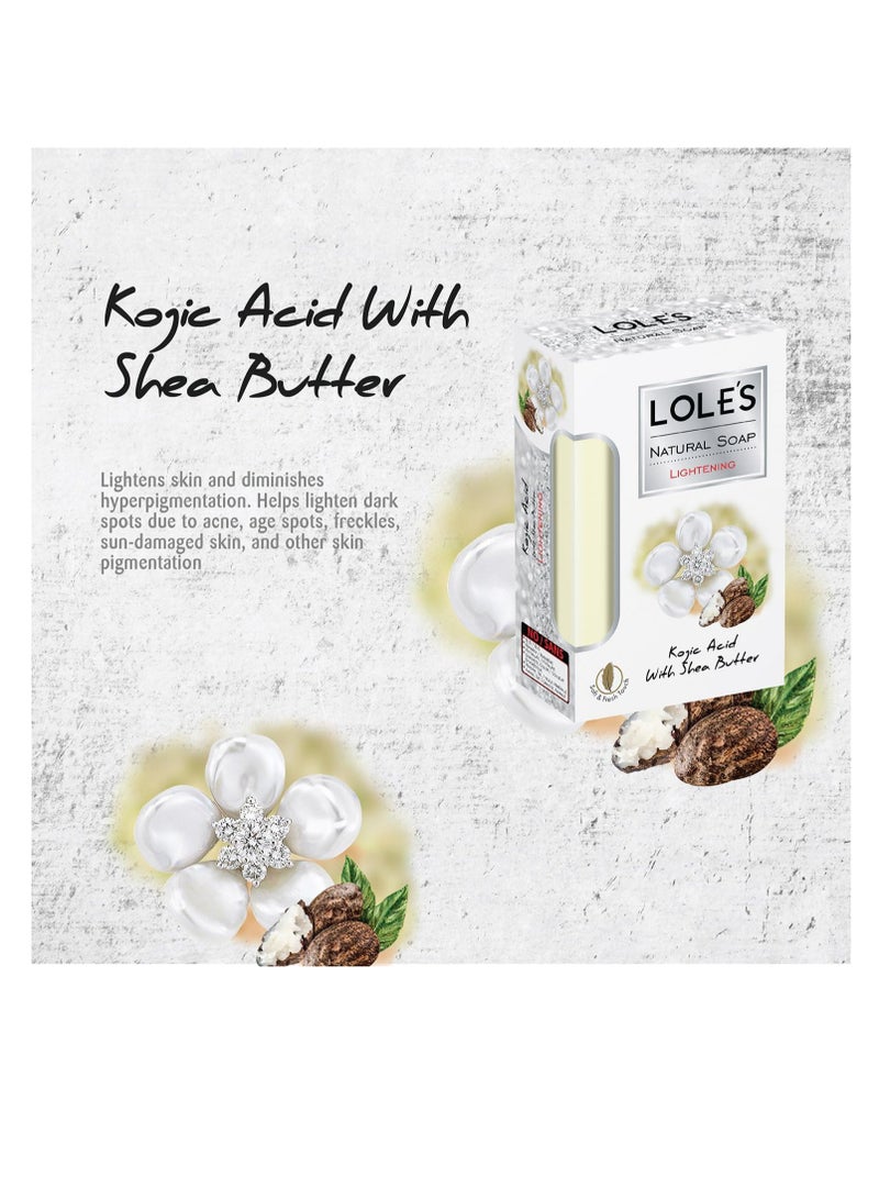 LOLE'S Luxury Pure Natural Soap, Kojic Acid with Shea Butter Beauty Bar, Skin Lightening Face Body Care, Vitamin E, Fresh Touch, Pack of 2 x 150g - Image 5
