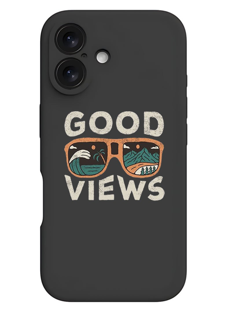 Theodor iPhone 16 Black Protective Slim Fit Case Liquid Silicone Cover with Full Body Protection Anti-Scratch Shockproof Case For iPhone - Good views - Image 1