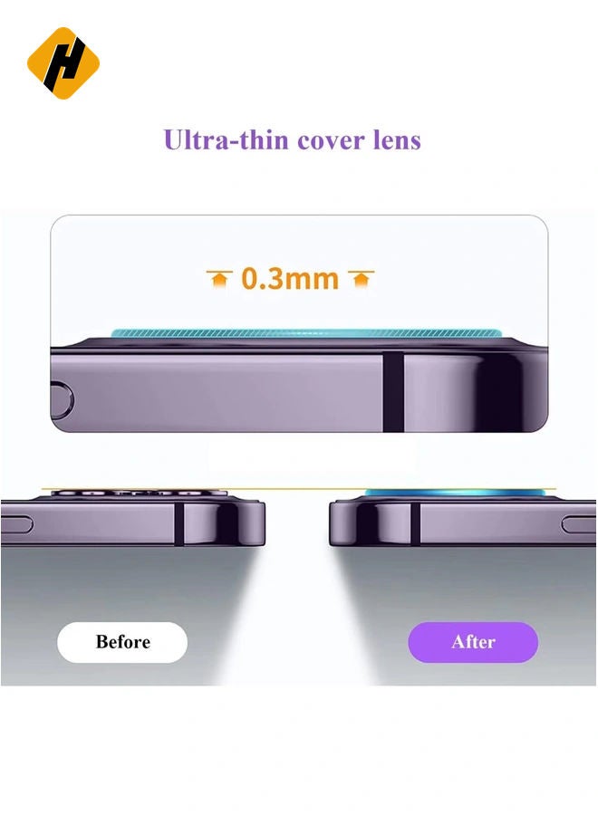 Camera Lens Protector for iPhone 15 Pro/iPhone 15 Pro Max,Full Coverage 9H Tempered Glass Ultra HD Anti-Scratch Easy to Install Case Friendly