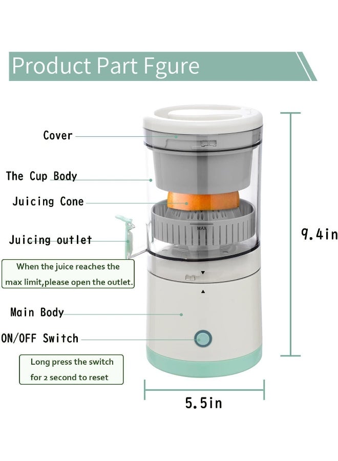 Citrus Juicer Hands Free Electric Orange Juicer, Button Easy Press Fruit and Vegetable Juicer - USB Charging Portable Electric Orange Juicer for Orange Lemon Tomato Grape - Image 2