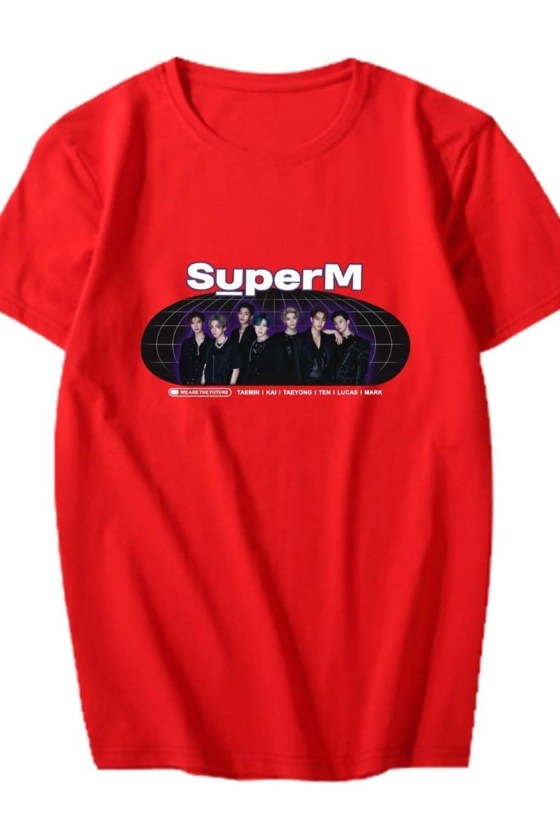 SUPER M Unisex Printed Cotton T-Shirt for Men and Women – Comfortable K-Pop Fan Merch, Casual Everyday Wear