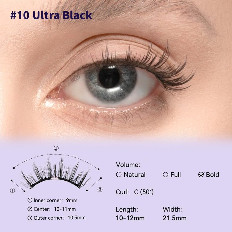 WOSADOÃ—BearisBug Soft Magnetic Eyelashes Kit with Aapplicator, [No.10 Ultra Black] 21.5mm Reusable Glue-free Magnetic Lashes, Cruelty-free False Lashes, Waterproof, Lightweight, Suit for Heavy Makeup - Image 5