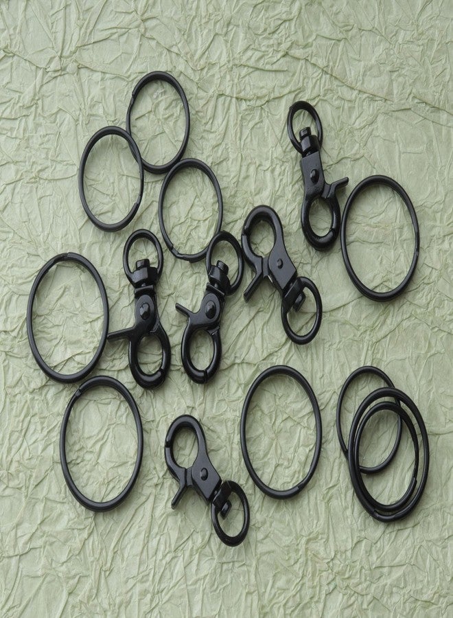 Ruwado 5 Pcs Dog Tag Clips with 5 Pcs 3/4 Inch Keychain 1 Inch Keychain Multipurpose Metal Dog Tag Rings for Pet Kitten Cat Collars ID Holder Harnesses (Black) - Image 2