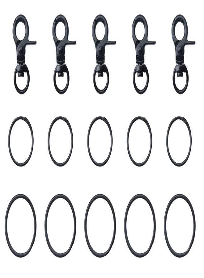 Ruwado 5 Pcs Dog Tag Clips with 5 Pcs 3/4 Inch Keychain 1 Inch Keychain Multipurpose Metal Dog Tag Rings for Pet Kitten Cat Collars ID Holder Harnesses (Black) - Image 1